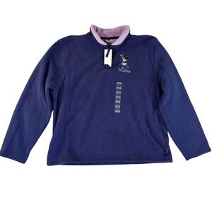 Disney Minnie Mouse Fleece Pullover L NWT Sweatshirt Women's Large Purple NWT